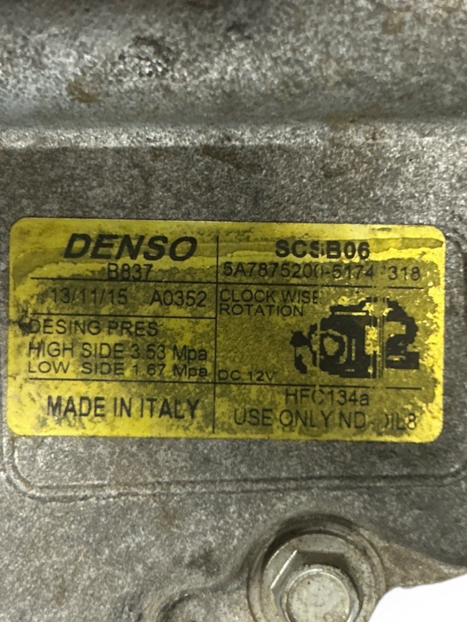 Air Conditioning Compressor Lancia Ypsilon 1.2 Petrol (2004 > 2012) code . SCSB06 - F&P CRASH SRLS - Used Spare Parts