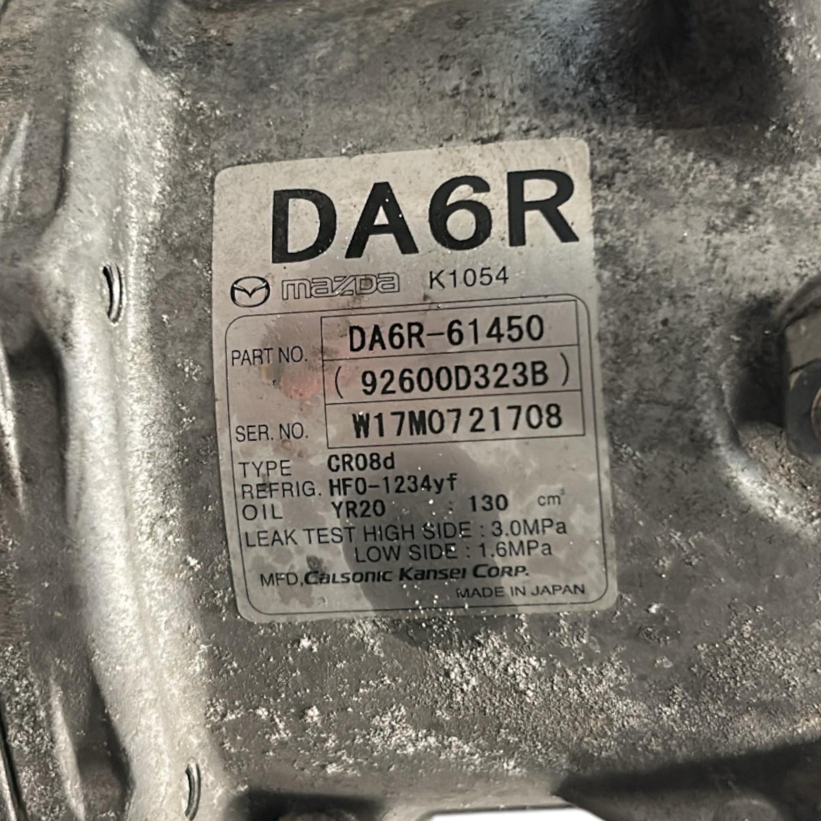 Air Conditioning Compressor Mazda CX - 3 cod.92600D323B 1.5 Diesel (2015 > ) - F&P CRASH SRLS - Used Parts