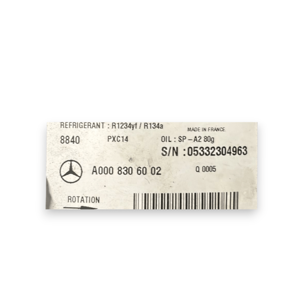 Compressore aria condizionata mercedes - benz glb 2.0 diesel cod:a0008306002 (2019 - ) - F&P CRASH SRL - Ricambi Usati