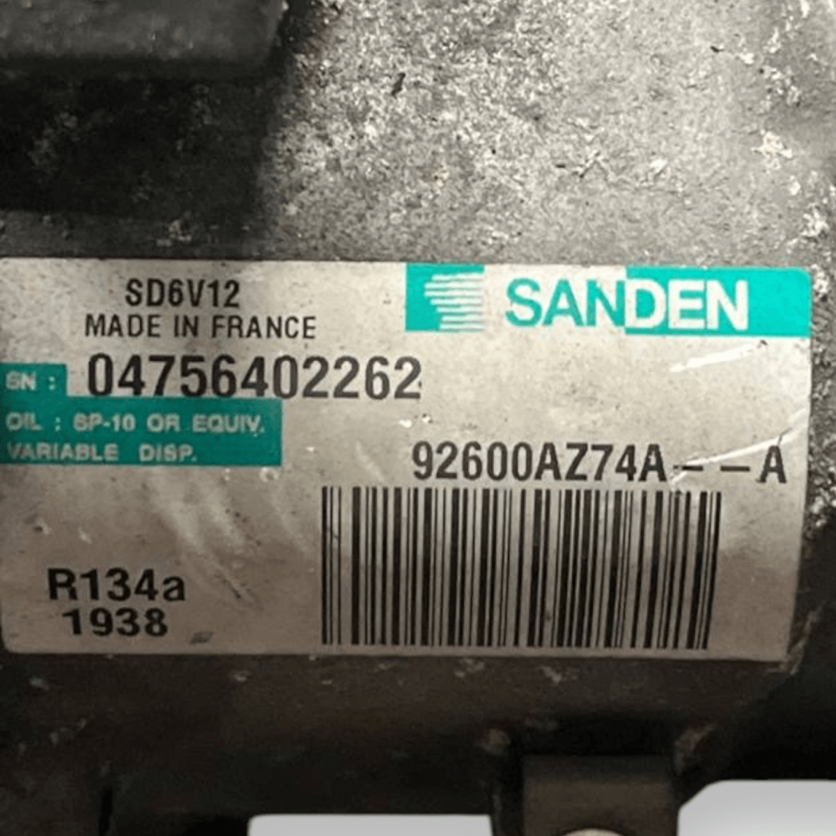 Compressore Aria Condizionata Nissan Juke F15 1.5 Diesel (2010 al 2019) cod: 92600AZ74A - F&P CRASH SRLS - Ricambi Usati