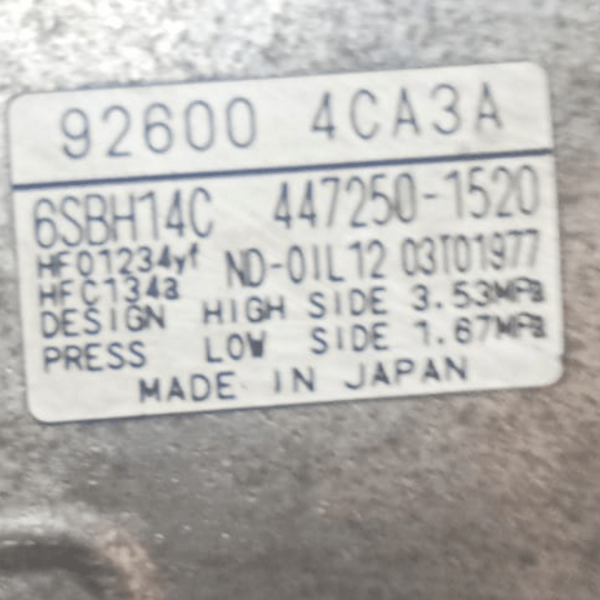 Compressore aria condizionata nissan x-trail t32 cod . 447250-1520 1.6 diesel (2014 > 2020) - F&P CRASH SRL - Ricambi Usati