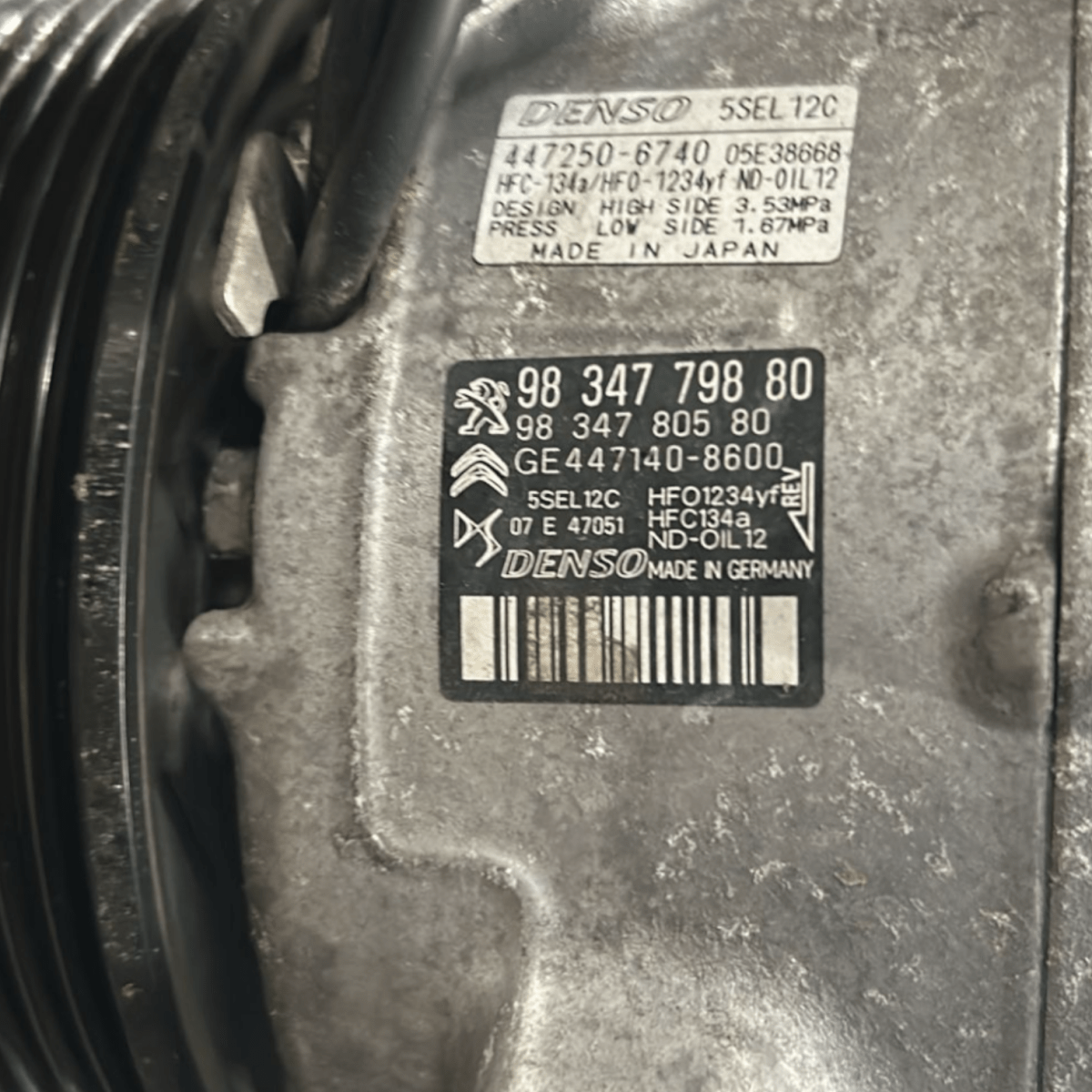 Compressore aria condizionata peugeot 2008 1.2 benzina cod:9834779880 (2019 >) - F&P CRASH SRLS - Ricambi Usati