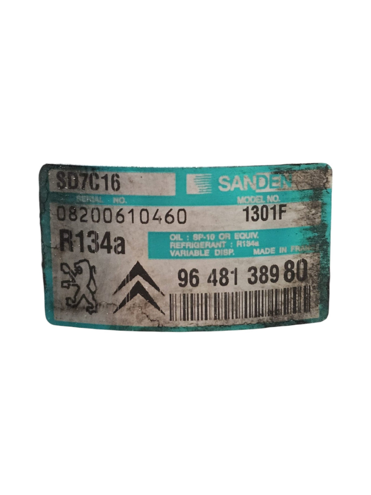 Air Conditioning Compressor Peugeot 407 I 2.0 Diesel Code:9648138980 (2004 - 2012) - F&P CRASH SRLS - Used Parts