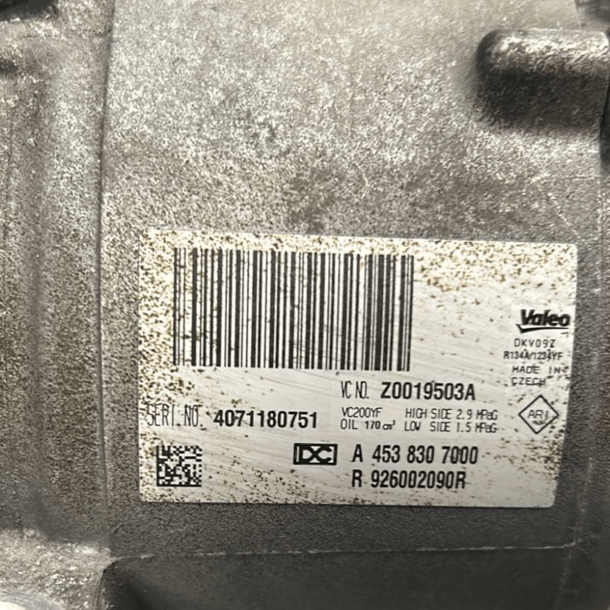 Air Conditioning Compressor Smart Fortwo 1.0 Petrol code:A4538307000 (2014 > 2021) - F&P CRASH SRLS - Used Parts