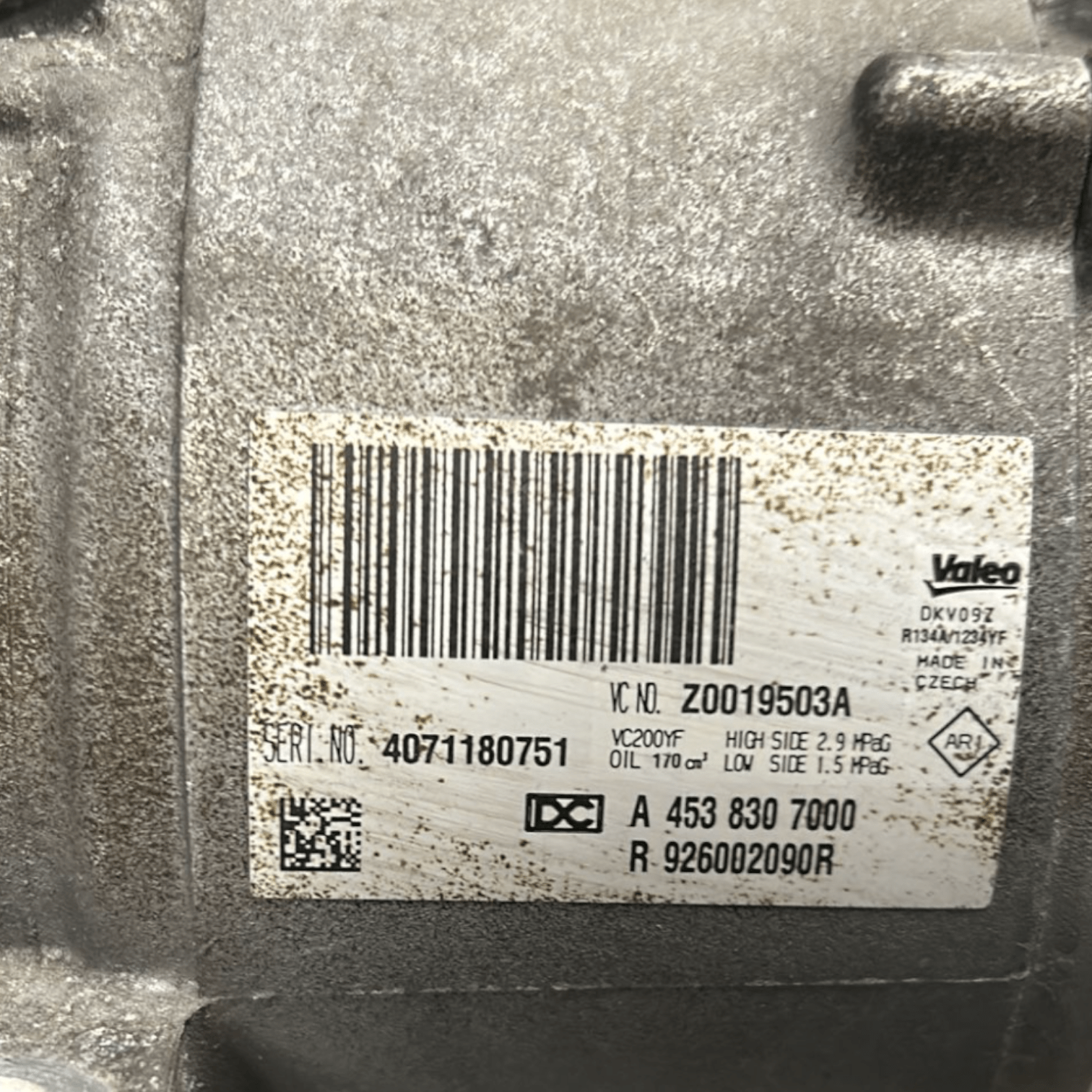 Air Conditioning Compressor Smart Fortwo 1.0 Petrol code:A4538307000 (2014 > 2021) - F&P CRASH SRLS - Used Parts