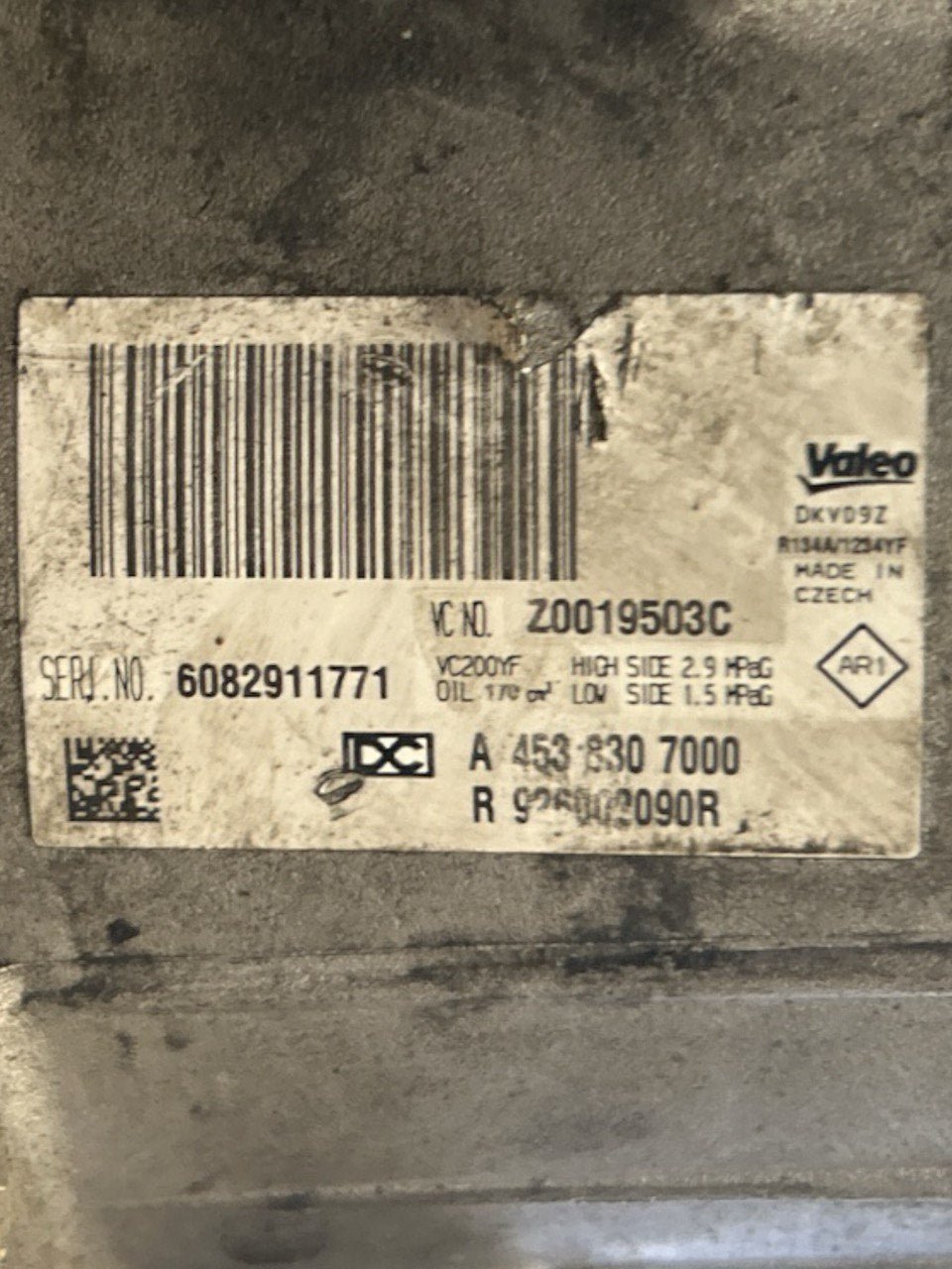 Air Conditioning Compressor Smart ForTwo (453) 1.0 Petrol (2014 > ) code A4538307000 - F&P CRASH SRLS - Used Parts