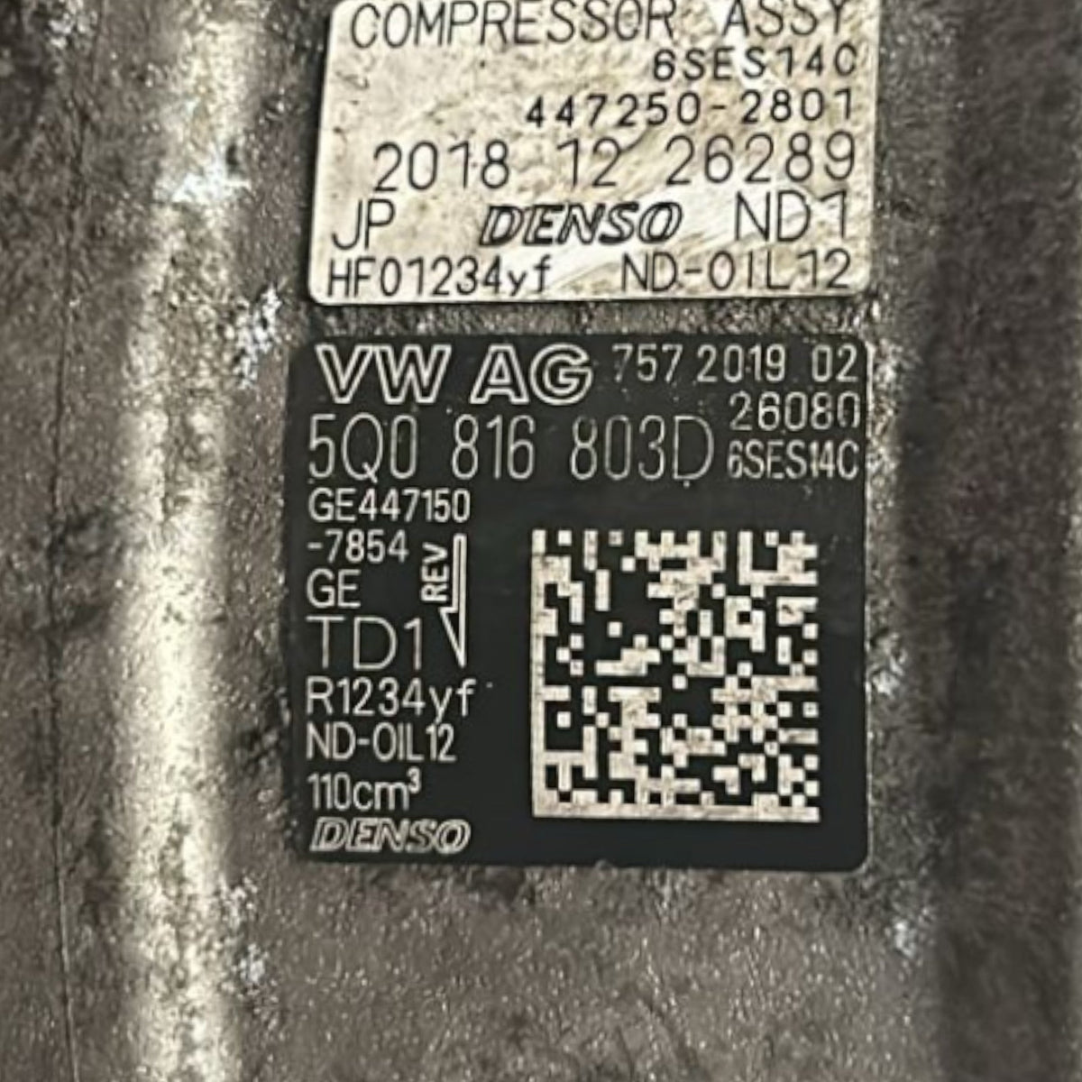 Volkswagen Golf VII Air Conditioning Compressor code 5Q0816803D 1.6 Diesel (2012 > 2019) - F&P CRASH SRLS - Used Parts