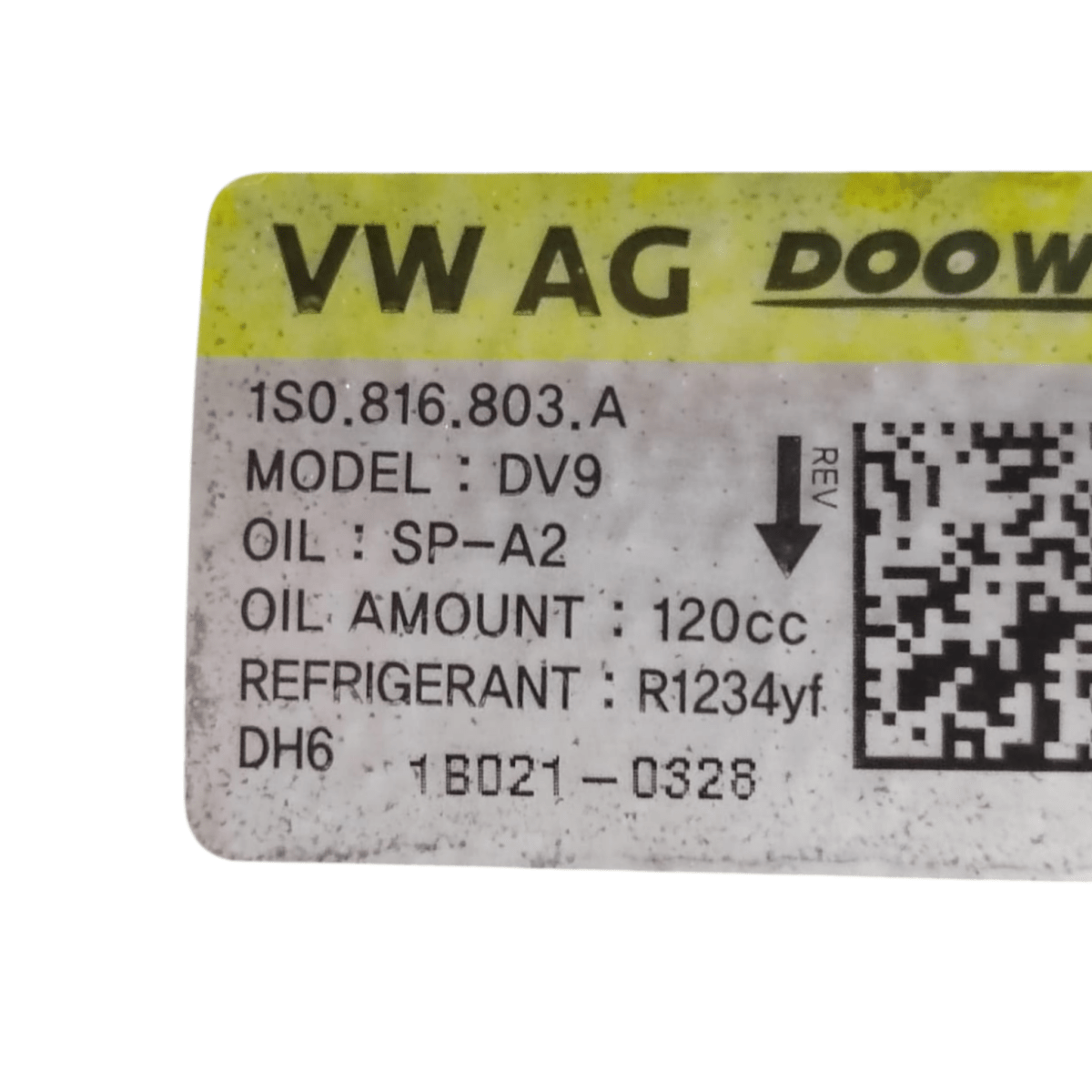 Air conditioning compressor Volkswagen Up 1.0 gasoline code: 1s0816803a (2011 - 2024) - F&P CRASH SRLS - Used Parts