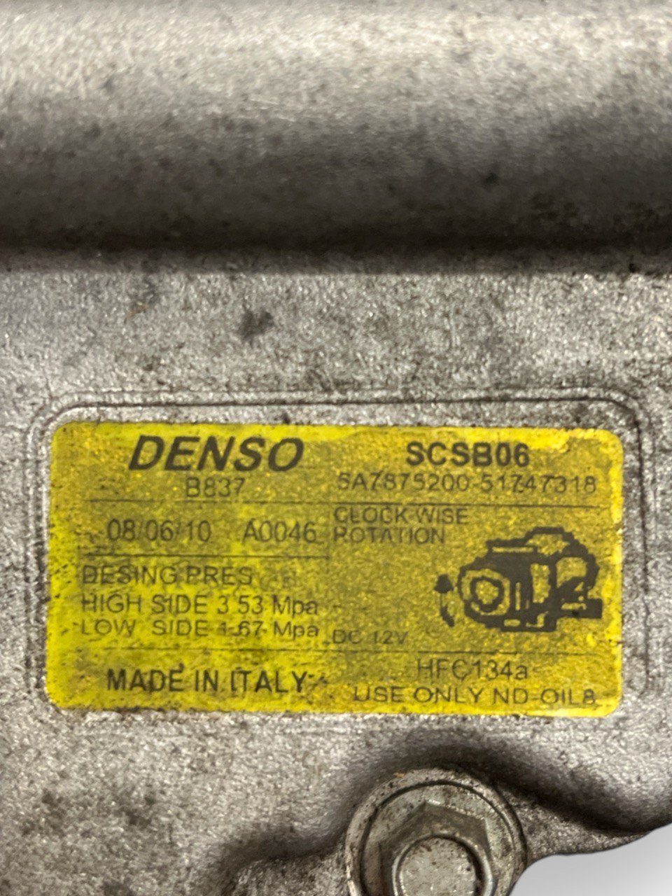 Air Conditioning Compressor Fiat 500 1.4 Petrol (2007>) code: 5A7875200 - 51747318 - F&P CRASH SRLS - Used Parts