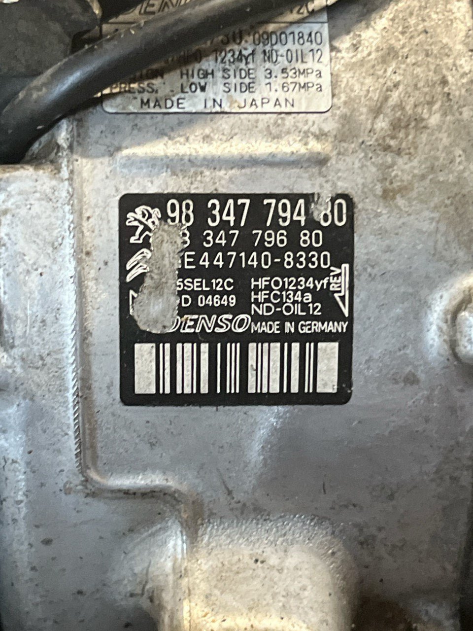 Air conditioning compressor Peugeot 3008 / Opel Grandland X 1.6 diesel (2016 - 2023) cod.9834779480 - F&P CRASH SRLS - Used Parts