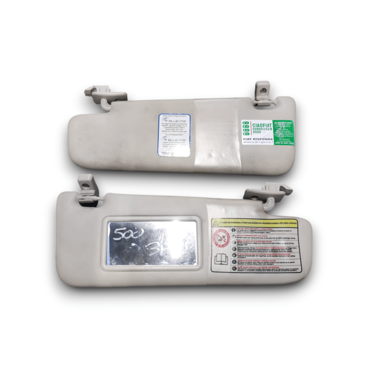Coppia alette parasole fiat 500 3 porte (2007 - 2015) - F&P CRASH SRL - Ricambi Usati