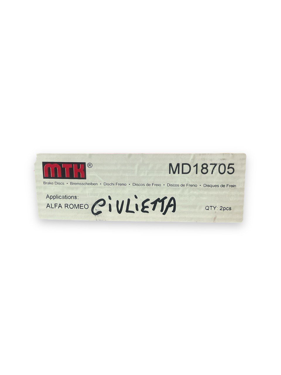 Coppia Dischi Freno Anteriori MTK Alfa Romeo Giulietta 1.6 / 2.0 Diesel ( 2010 - 2018 ) cod : MD18705 - F&P CRASH SRLS - Ricambi Usati