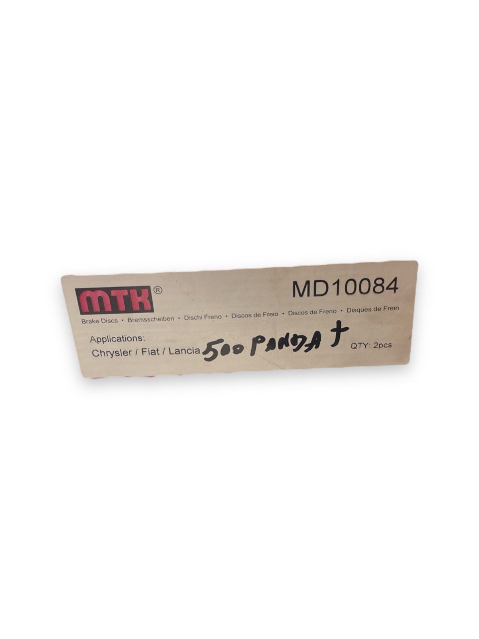 Front Brake Disc Pair MTK Fiat Panda / 500 / Punto / Lancia Ypsilon 1.2 / 0.9 Petrol ( 2011 - 2021 ) code: MD10084 - F&P CRASH SRLS - Used Parts