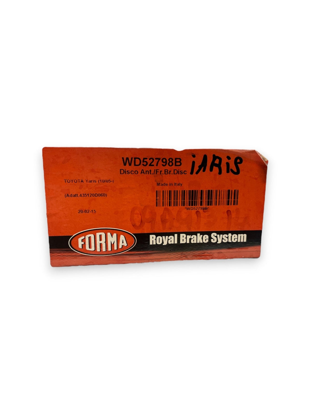 Brake Disc Pair FORMA Front Toyota Yaris P13 (2010 - 2016) 1.0 - 1.3 Petrol 1.4 D4D code: WD52798B - F&P CRASH SRLS - Used Parts