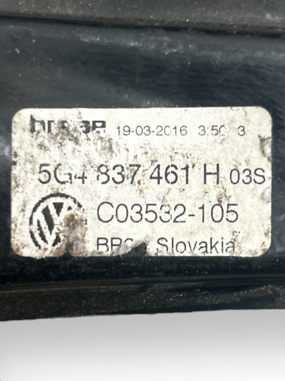 Cremagliera Alzavetri / Alzacristalli Elettrico Anteriore Sinistra (SX) Volkswagen Golf VII (2012 al 2019 ) cod.5G4837461H - F&P CRASH SRLS - Ricambi Usati