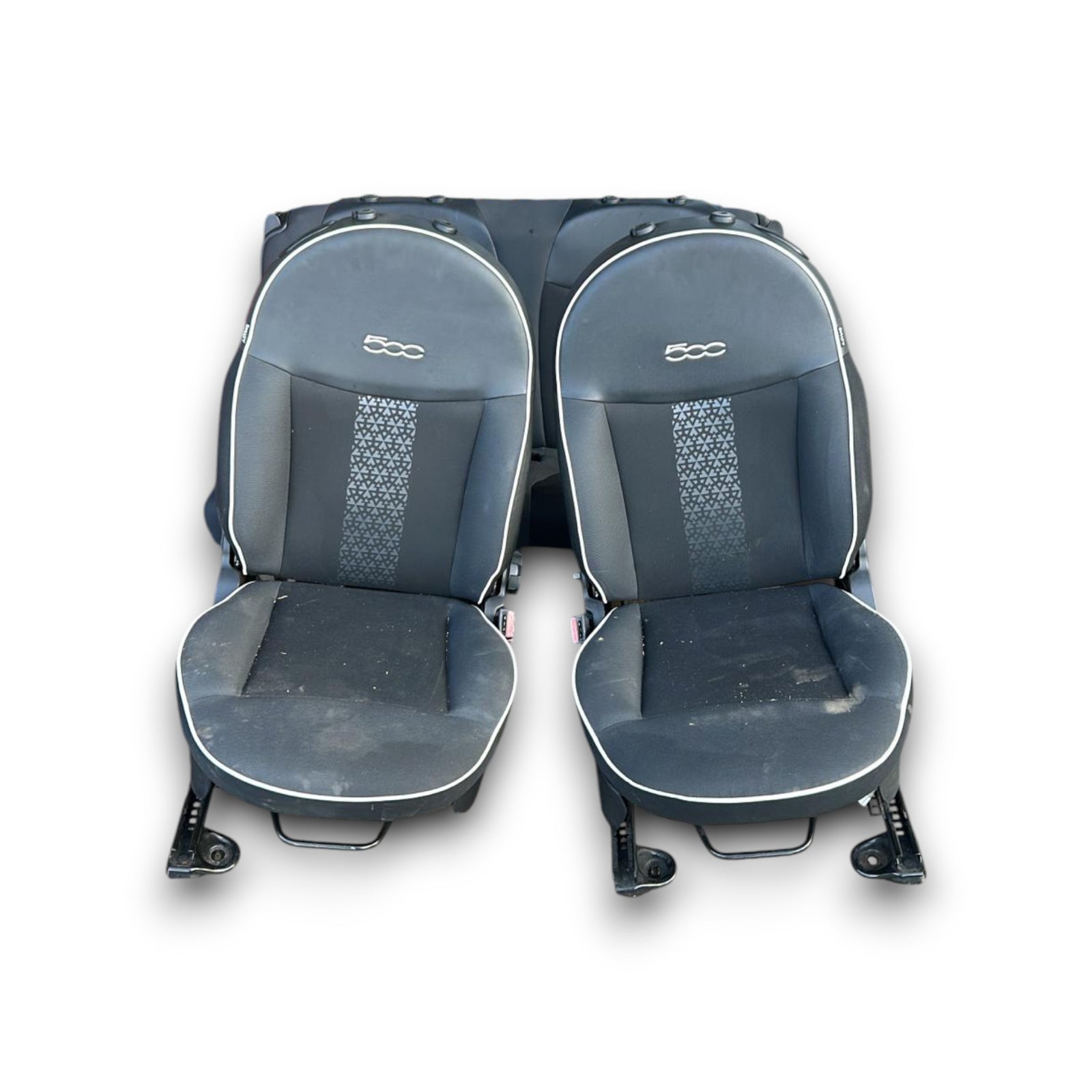 Тапицерия / седалки от черна кожа и текстил за Fiat 500 (2007 > ) 