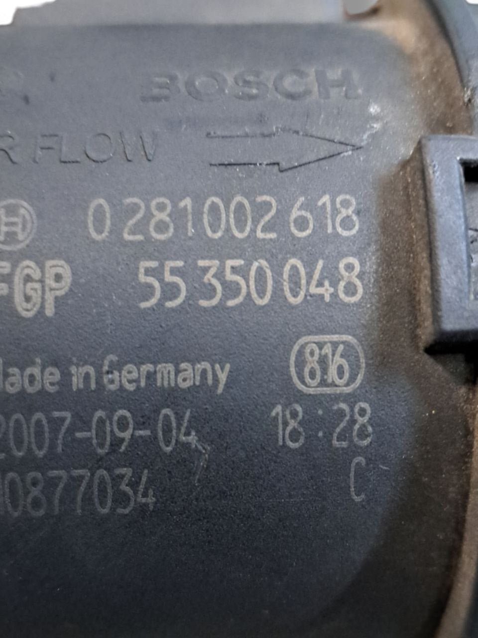 Debimetro / Flussometro Fiat Croma / Fiat / Alfa / Lancia 1.9 Diesel (2007) COD:0281002618 - F&P CRASH SRLS - Ricambi Usati