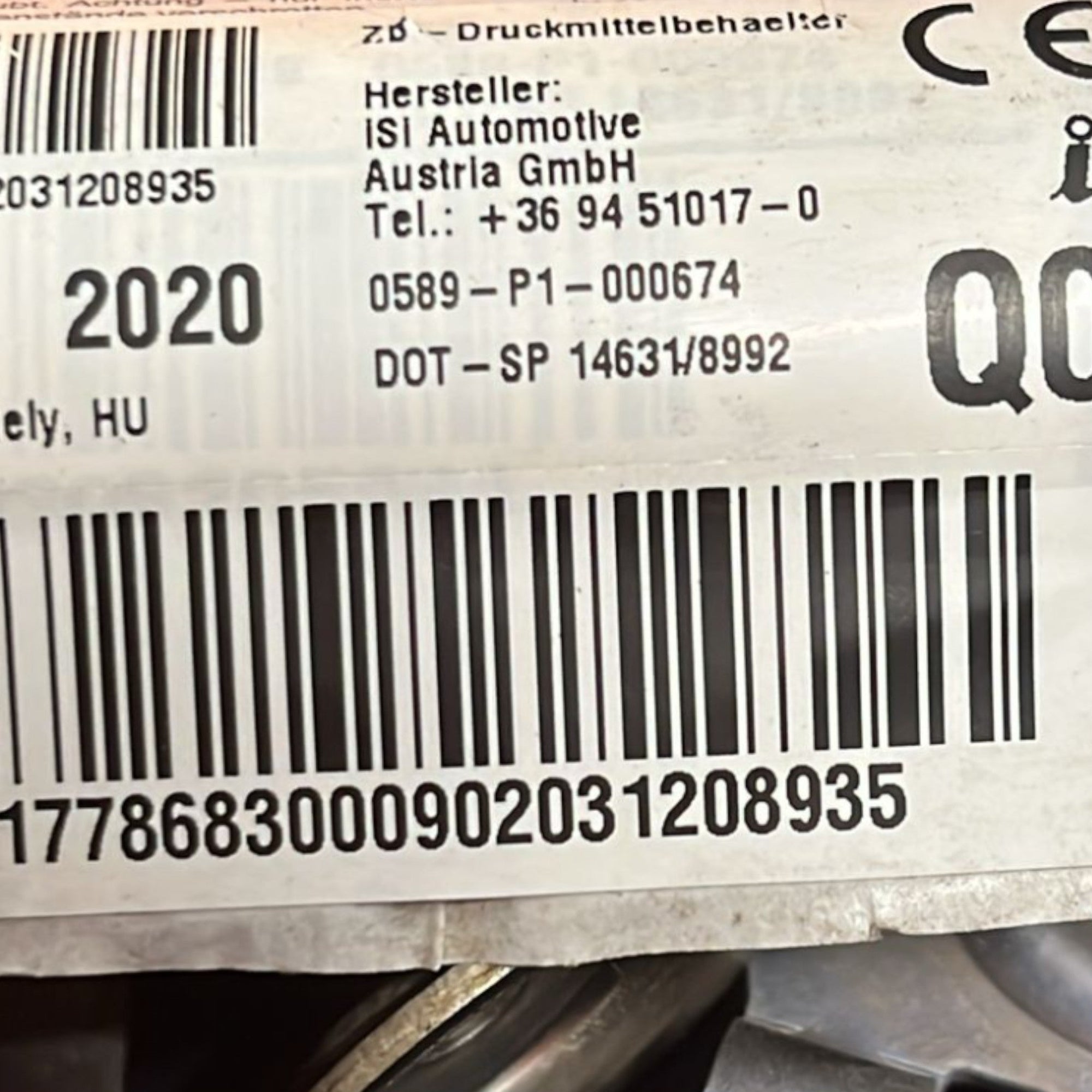 Detonatore / Carica AirBag Cofano Anteriore Mercedes Benz GLB cod:0589 - P1 - 000674 (2019 >) - F&P CRASH SRLS - Ricambi Usati