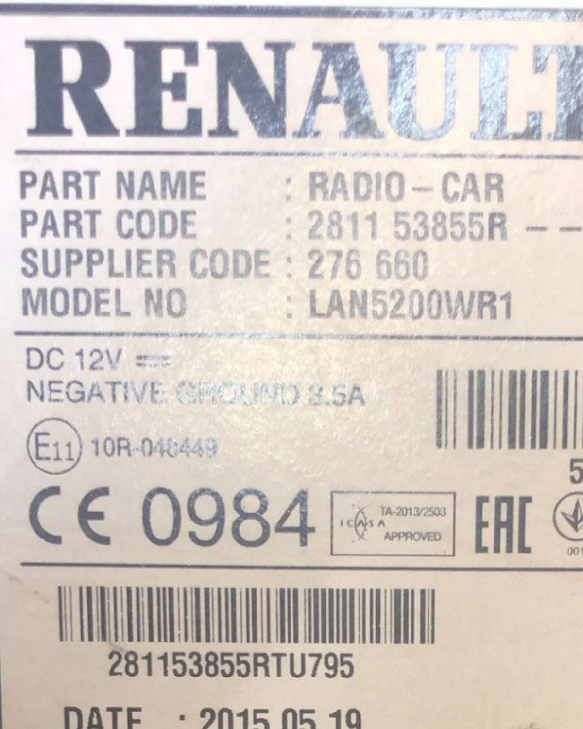 Display / Autoradio Renault Dacia Duster (2010 > 2017) cod:281153855R - F&P CRASH SRLS - Ricambi Usati