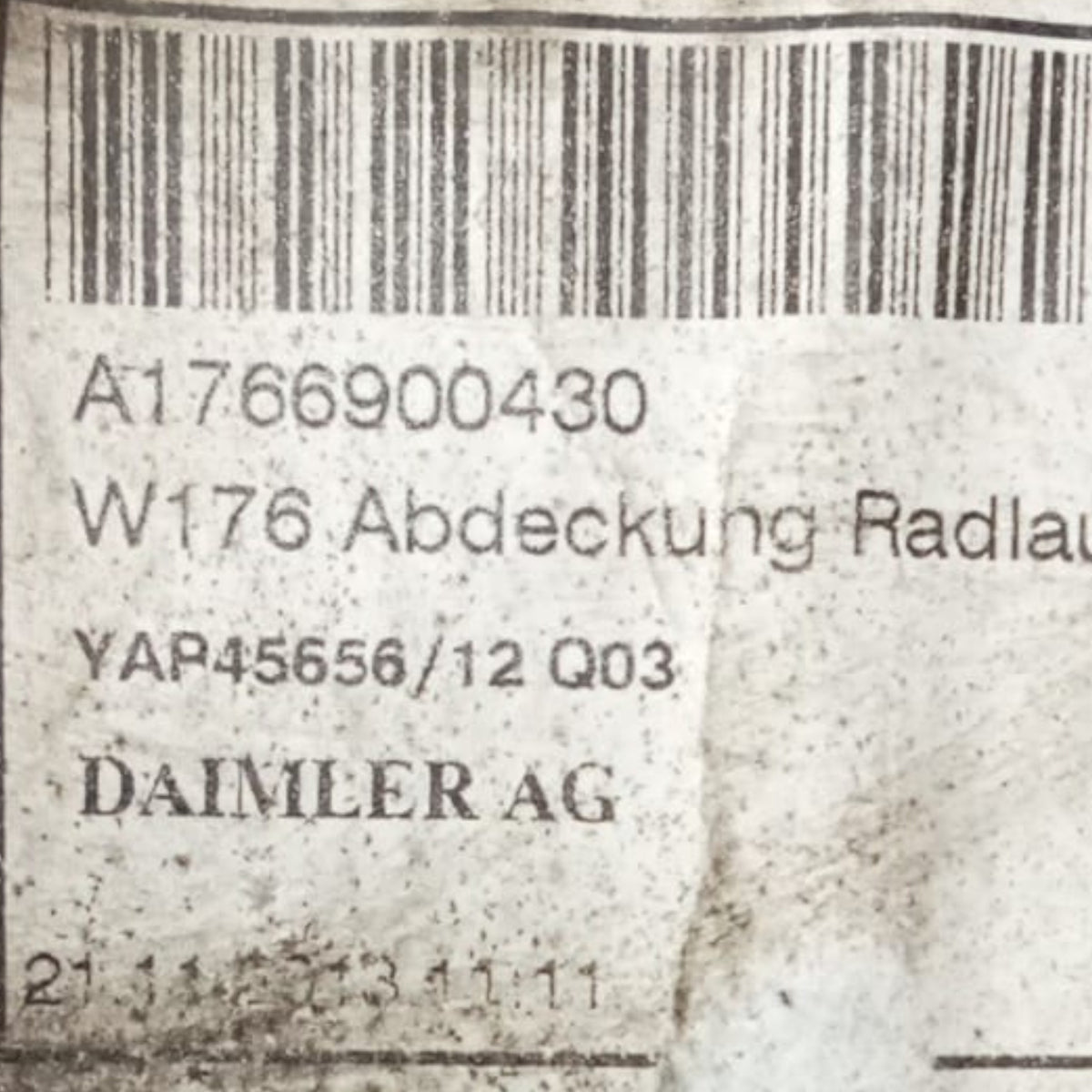 Passage de roue / protection arrière droite mercedes benz classe a w 176 code . a1766900430 (2012 > 2018) 