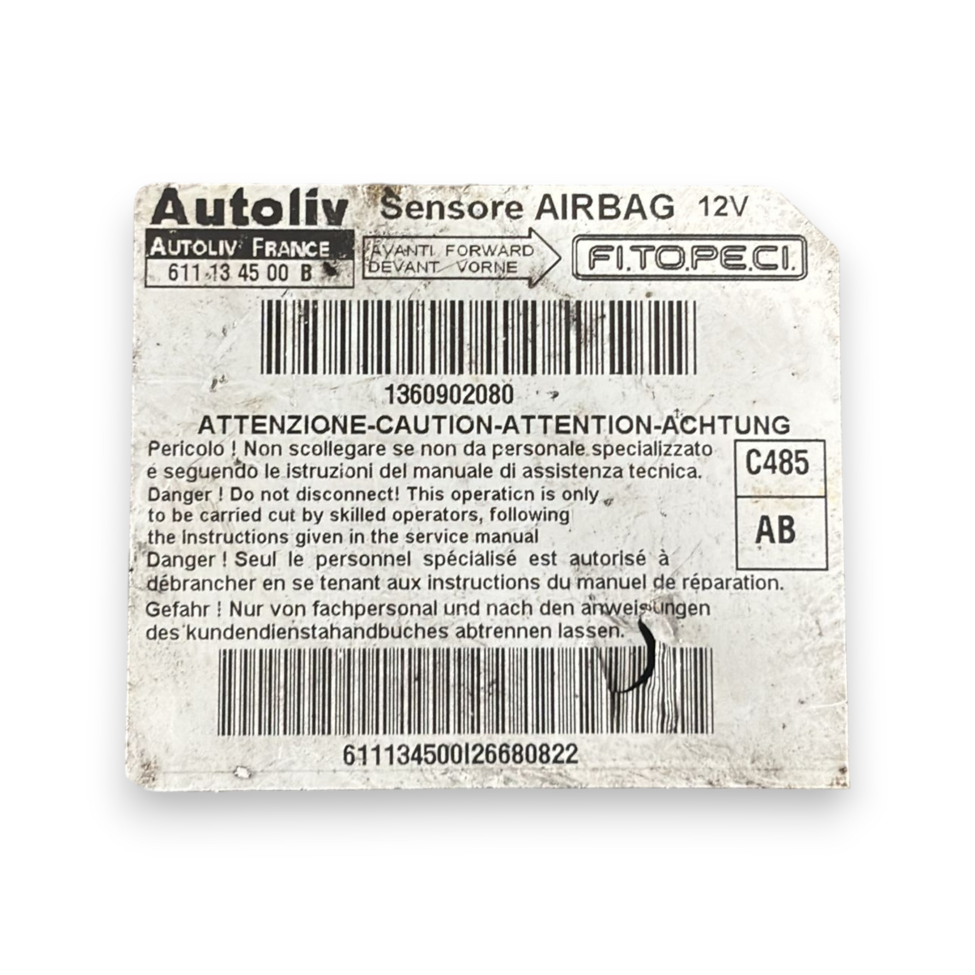 Centralina airbag fiat qubo kod:611134500b (2008-2019) 