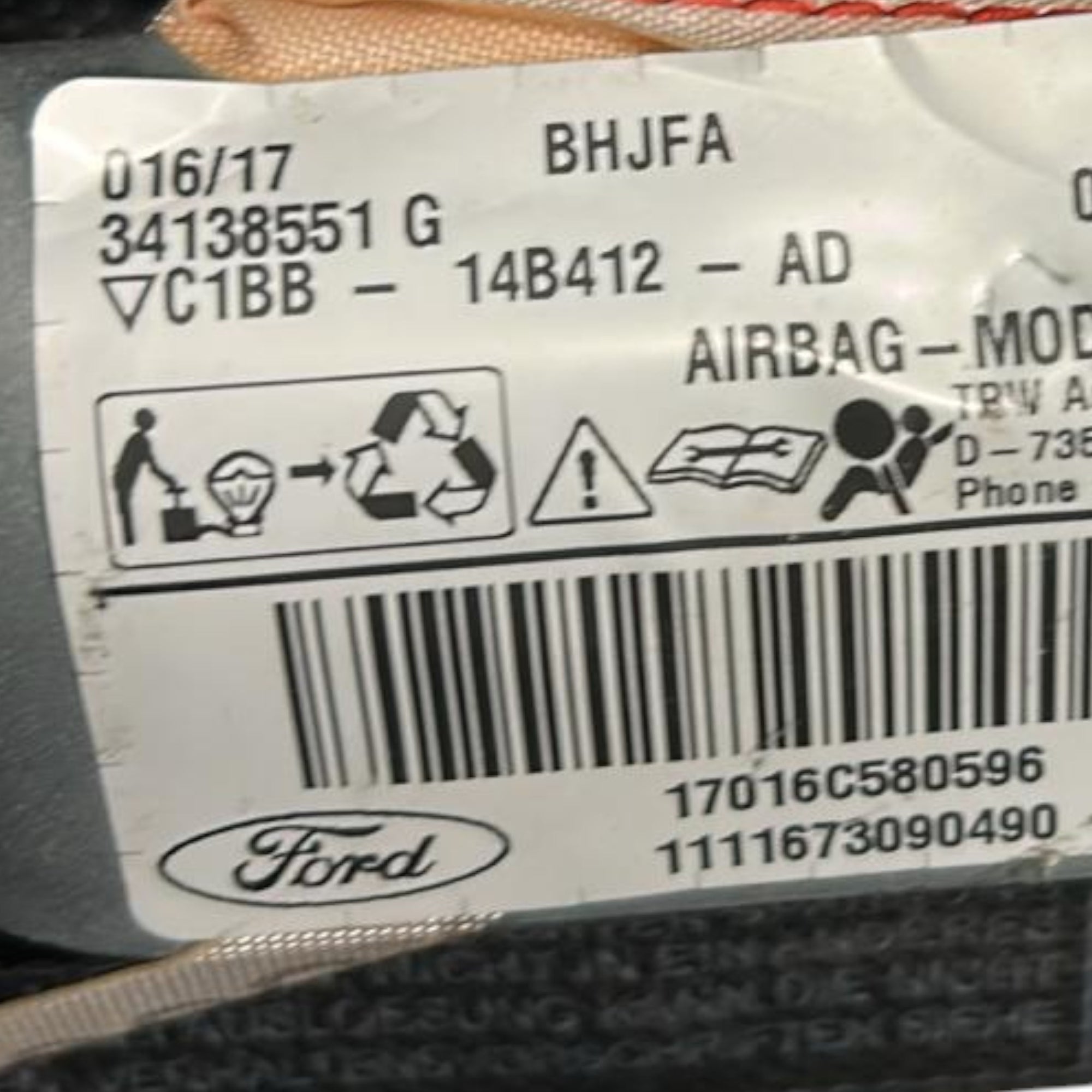 Zij-airbag links voor Ford Fiesta VI cod:C1BB-14B412-AD (2008 > 2017) 