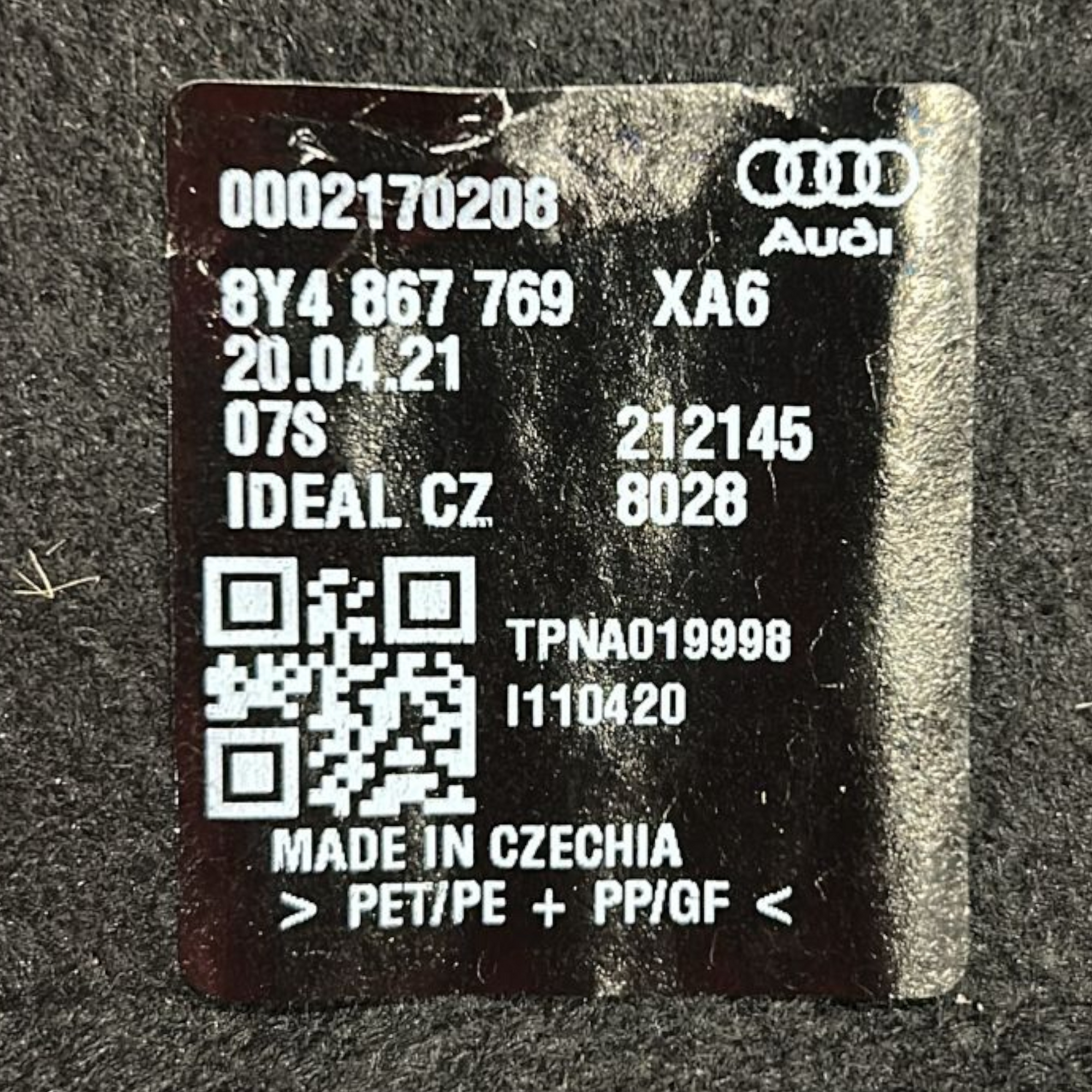 Kofferraumabdeckung / Regal Audi A3 8Y Cod: 8Y4867769 (2020 >) 