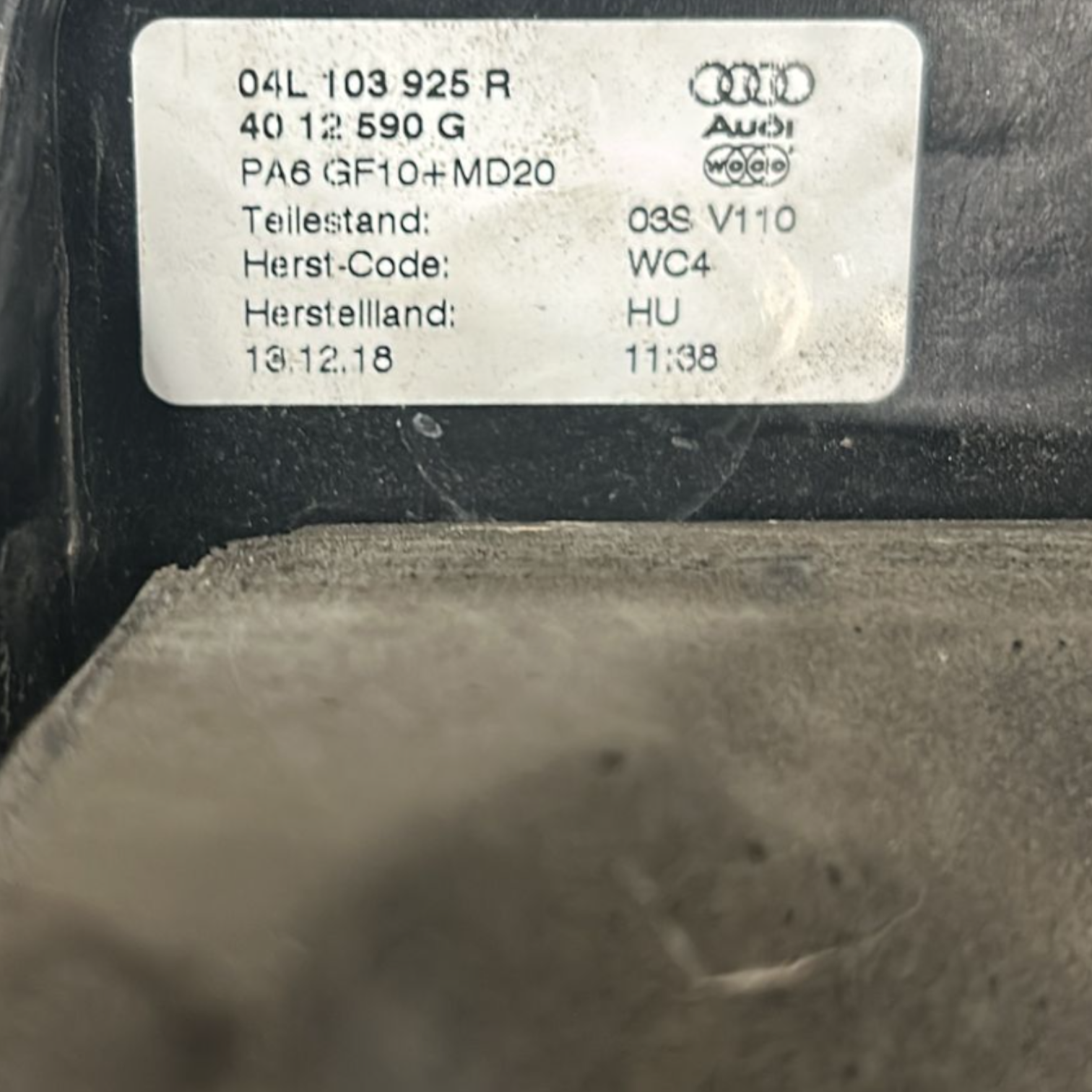 Carter / coprimotore audi a3 1.6 diesel cod:04L103925R (2012 > 2020)