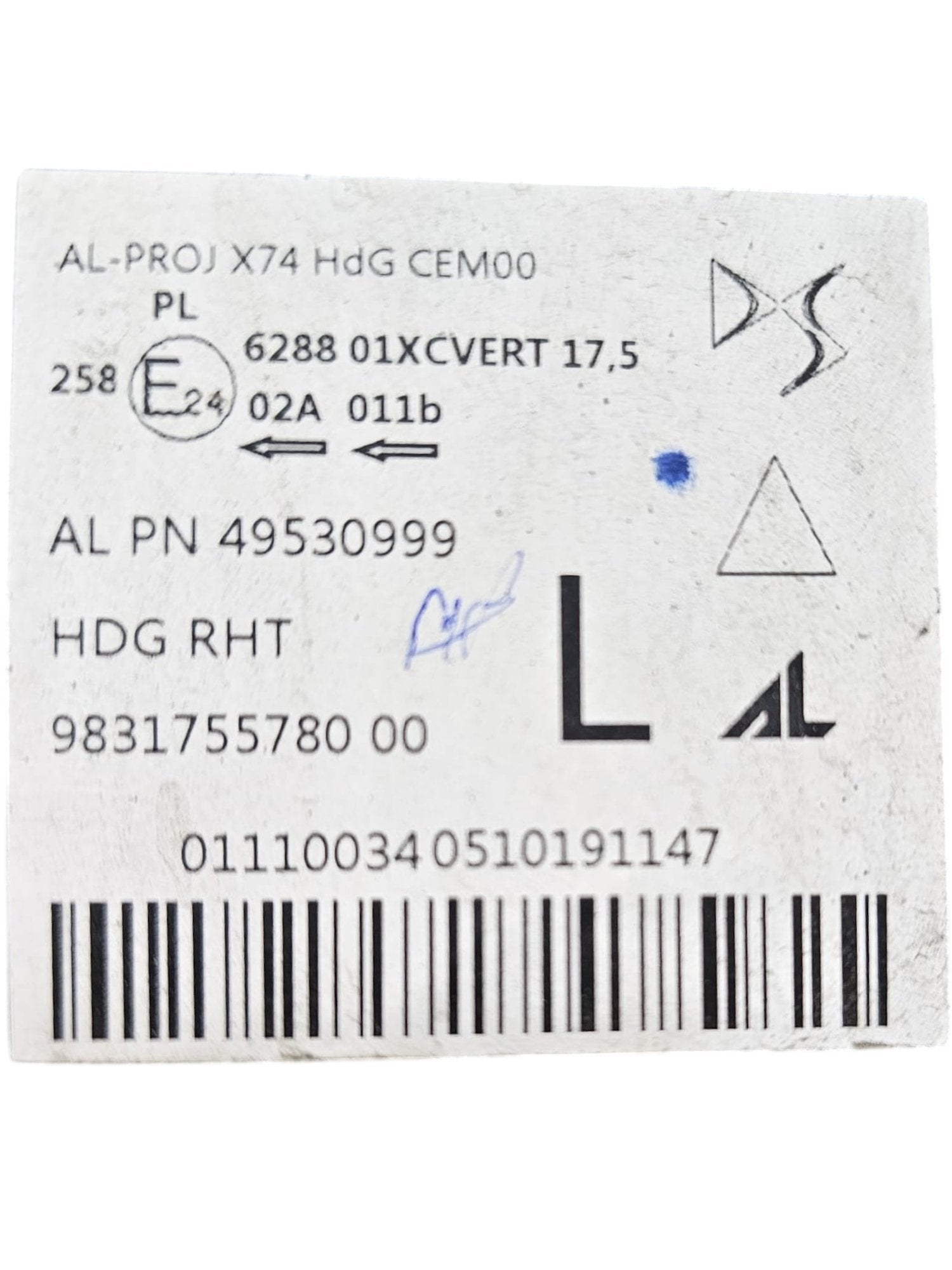 Fanale / Faro Full Led Anteriore Sinistro DS7 Crossback Cod:9831755780(2017 - >) - F&P CRASH SRLS - Ricambi Usati
