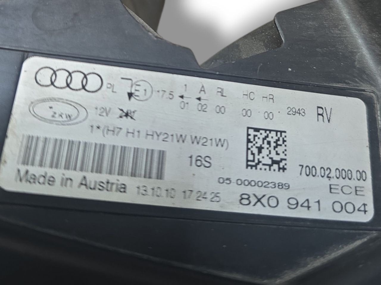 FARO ANTERIORE DESTRO ALOGENO AUDI A1 8X (2010 - 2014) Cod : 8X0941004 - F&P CRASH SRLS - Ricambi Usati