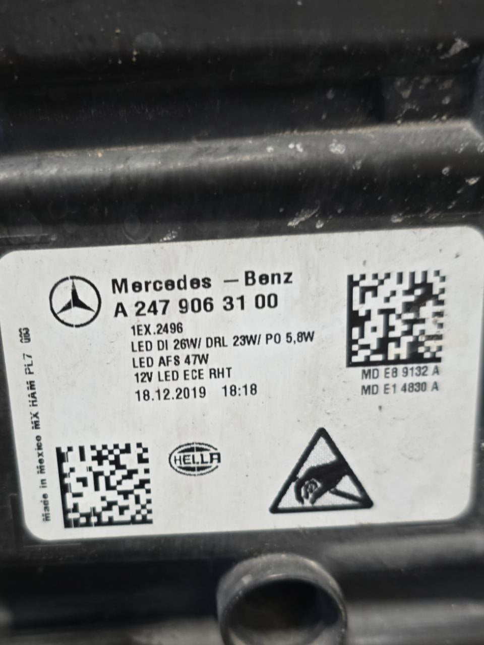 FARO ANTERIORE SINISTRO LED MERCEDES - BENZ GLB X247 (2018>) Cod : A2479063100 - F&P CRASH SRLS - Ricambi Usati