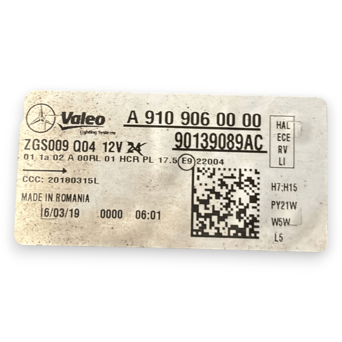 Faro / fanale alogeno anteriore sinistro (sx) mercedes - benz sprinter w910 cod:a9109060000 (2018 - ) - F&P CRASH SRL - Ricambi Usati