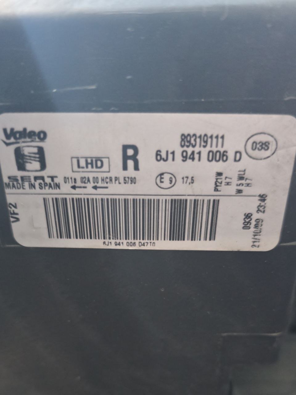 Headlight / Front Right Halogen Light Seat Ibiza IV (2008 - 2016) Code: 6J1941006D - F&P CRASH SRLS - Used Parts