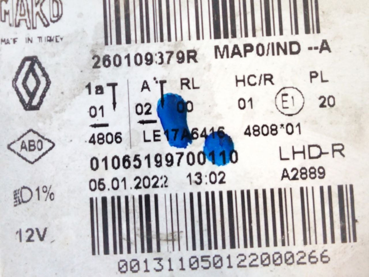 Right front headlight / lamp Full LED Renault Clio V (2019 >) code.260109379R/10651653 - F&P CRASH SRLS - Used Parts