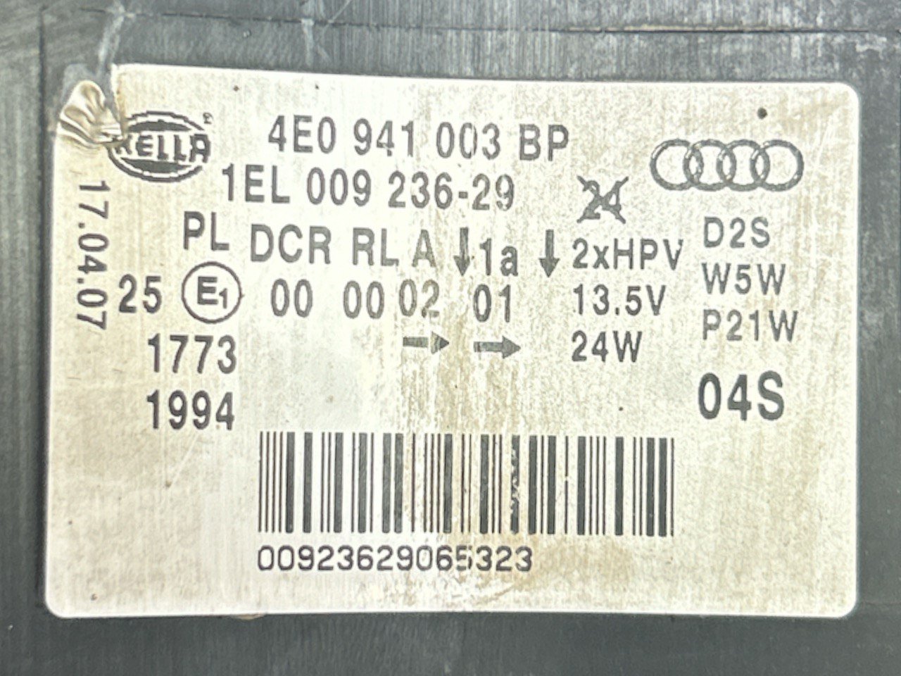Left Front Headlight / Lamp (SX) Audi A8 (4E) (2002 > 2009) code . 4E0941003BP - F&P CRASH SRLS - Used Parts
