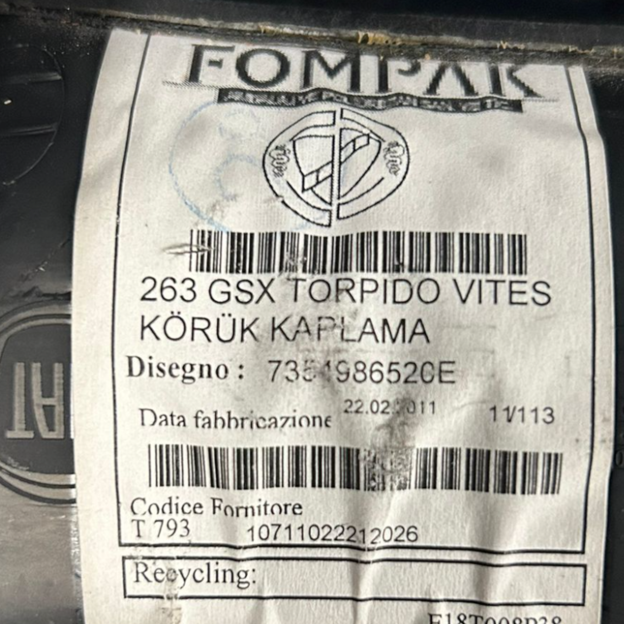 Versnellingspookknop Fiat Doblo cod:735498652 (2009 > 2022) 