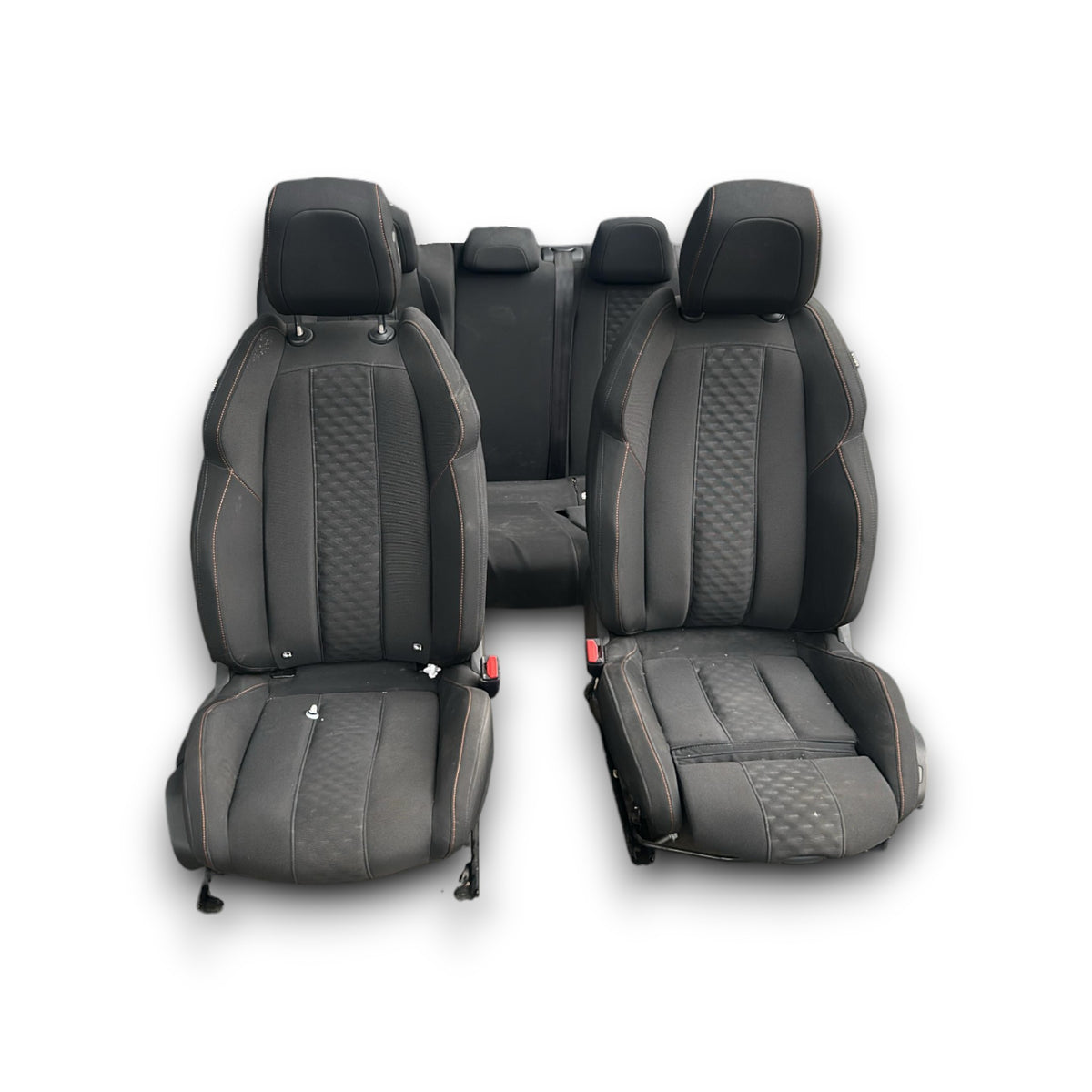 Quadrat / Sitz in Stoff und schwarz -grau -Leder -Peugeot 508 II SW (2018&gt;) mit orangefarbenen Nähten
