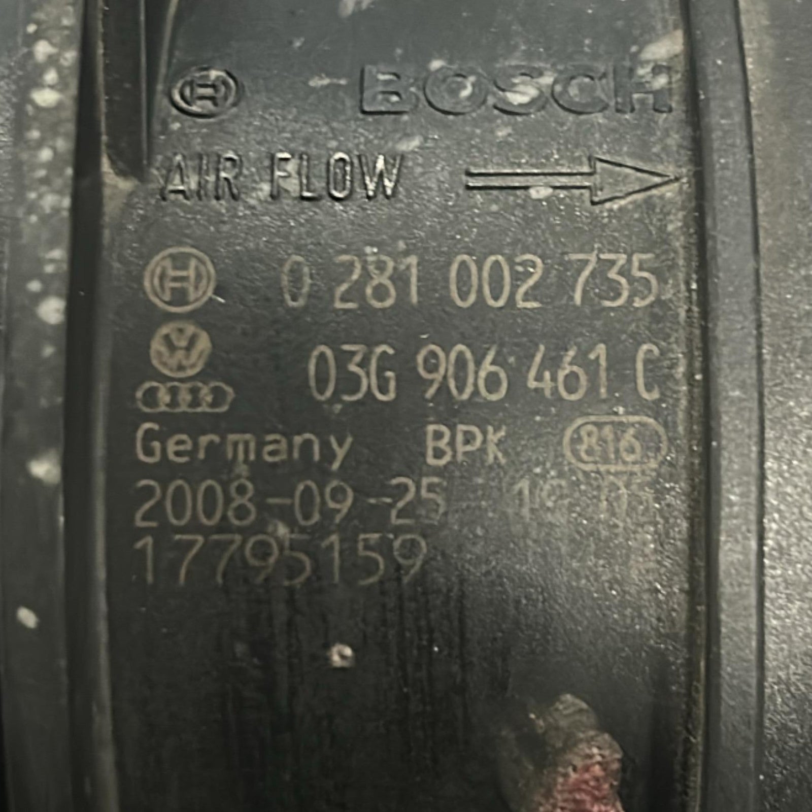 Flow meter / Debimeter Volkswagen Golf VI code 03G906461C 2.0 Diesel (2008 > 2012) - F&P CRASH SRLS - Used Parts