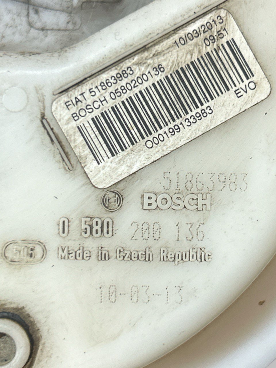 Galleggiante / Pompa Carburante (BOSCH) Fiat Panda 312 - 0.9 Benzina (2012 > 2019) cod.0580200136 - F&P CRASH SRLS - Ricambi Usati