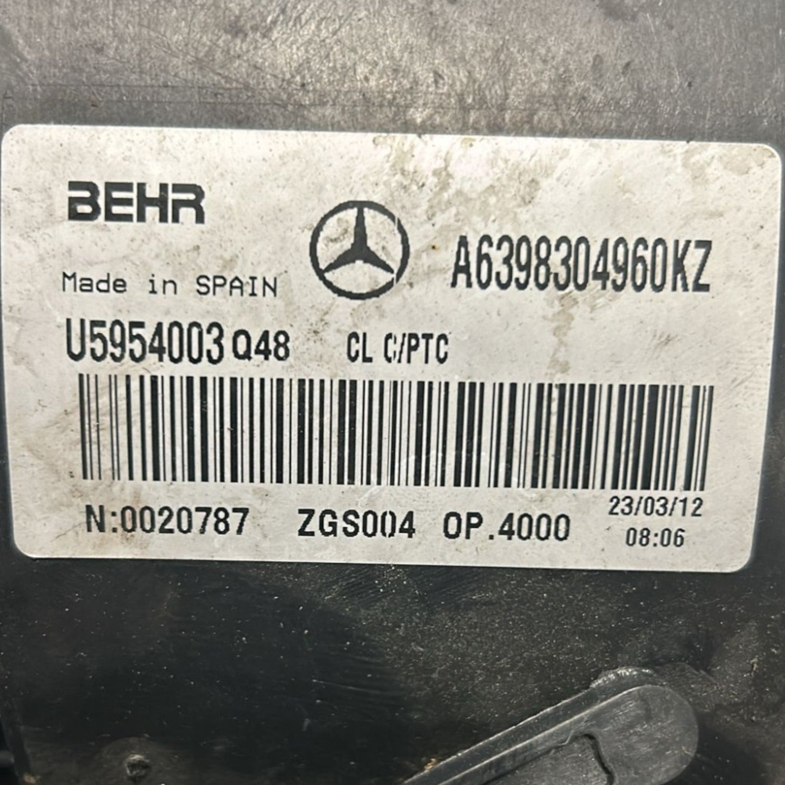 Mercedes Benz Viano W639 2.2 Diesel (2003 > 2013) Heater Group code:A6398304960KZ - F&P CRASH SRLS - Used Parts