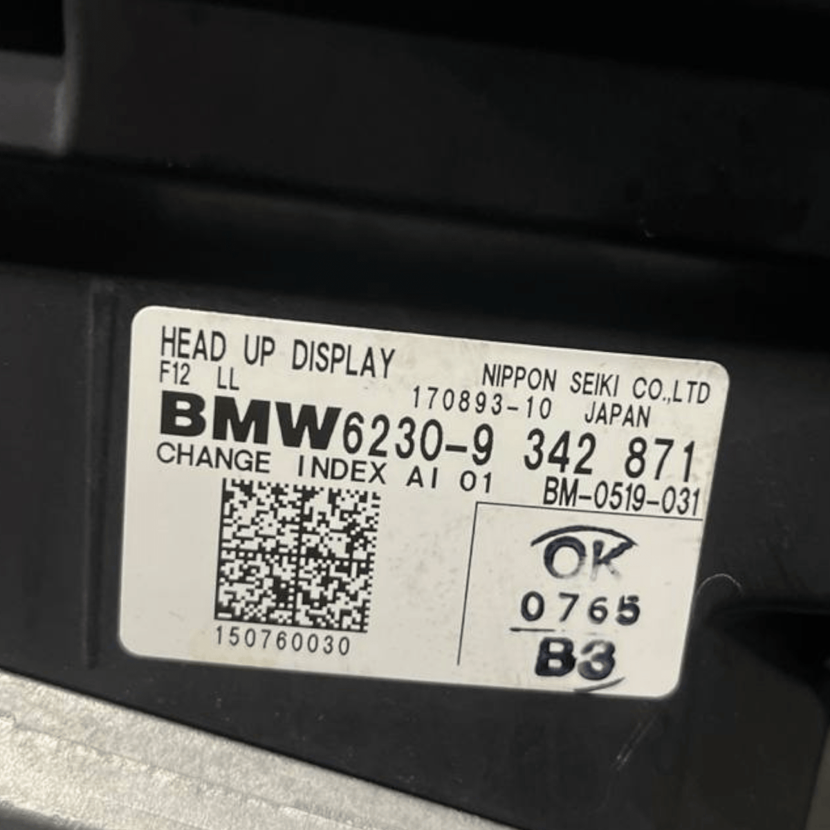Head - Up Display Bmw Serie 6 Gran Coupè F06 (2012 al 2018) cod: 6230 - 9342871 - F&P CRASH SRLS - Ricambi Usati