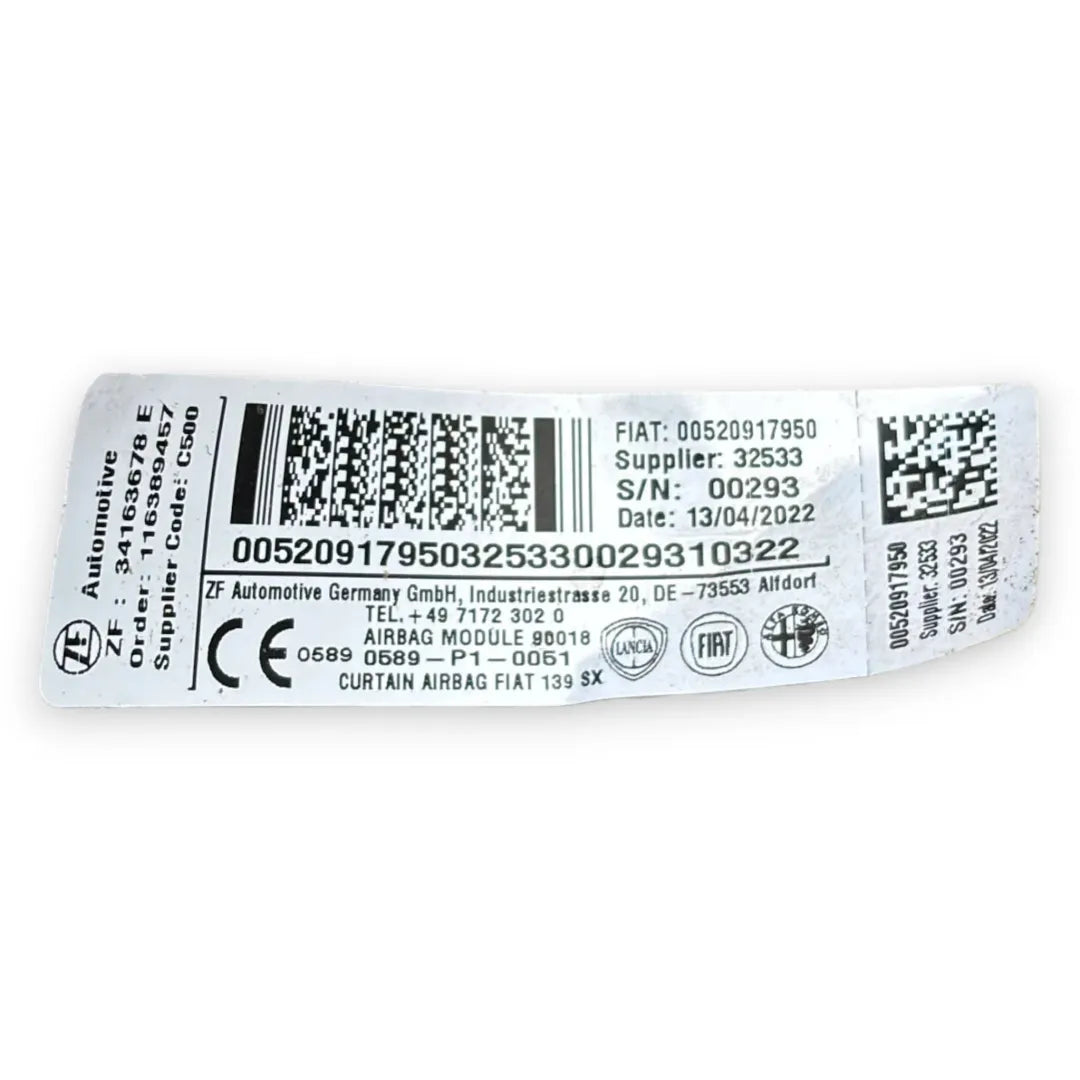 Dettaglio Dispositivo airbag a tendina sinistro Fiat Panda 4Q OEM 52091795 - foto 2