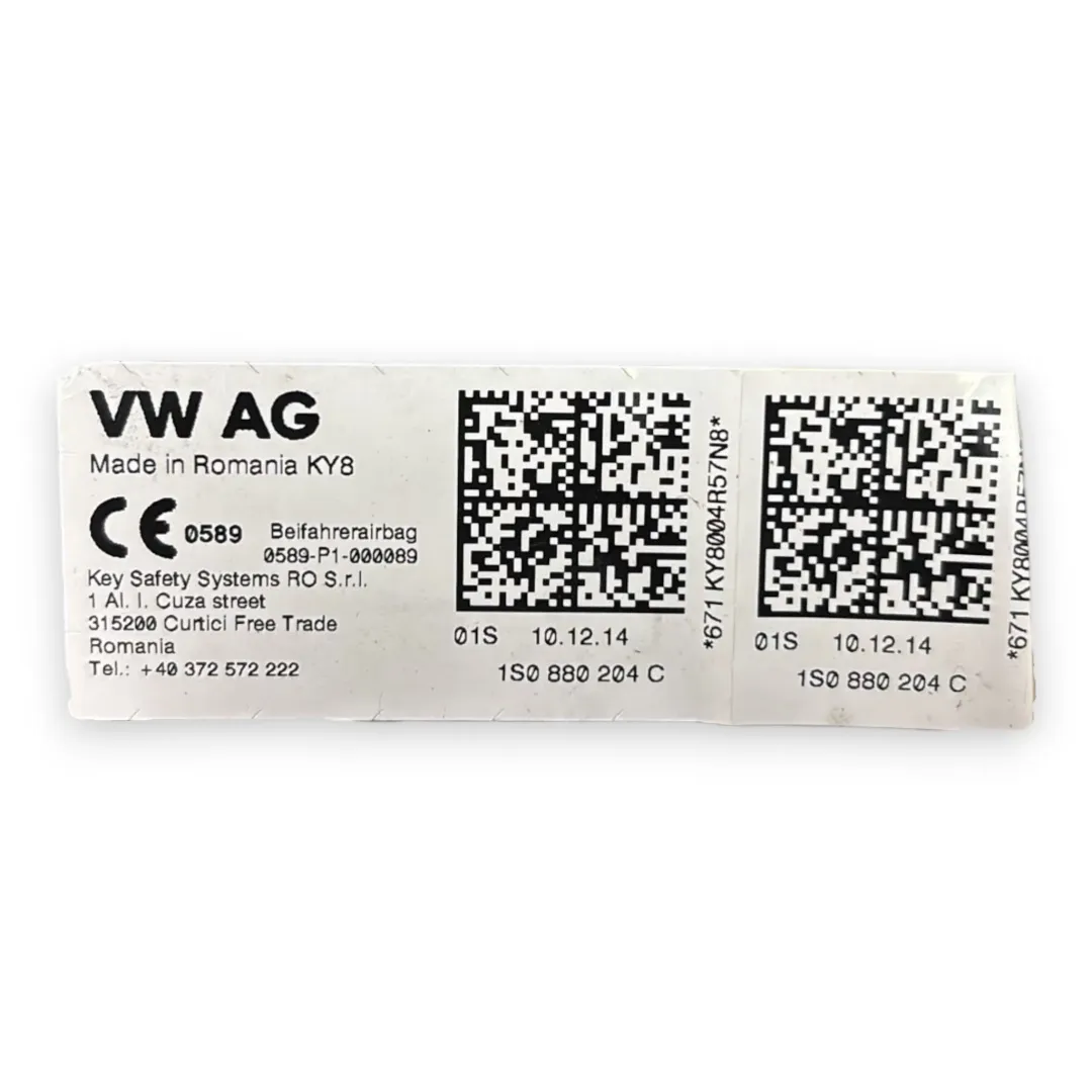 Dettaglio Dispositivo airbag lato passeggero Volkswagen UP 1S OEM 1S0880204C - foto 3