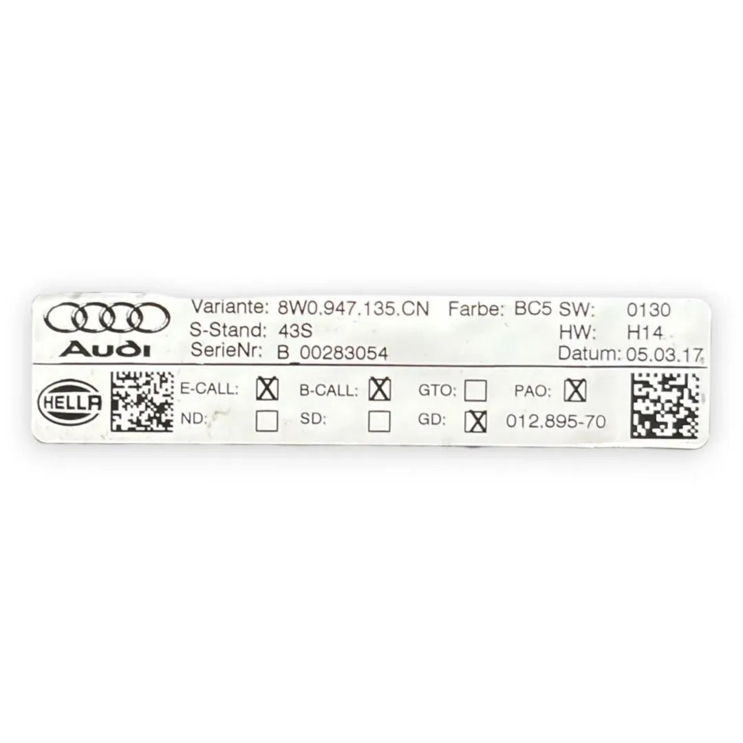 Dettaglio Luce cortesia anteriore tetto Audi A4 8W OEM 8W0947135CA6PS - foto 3