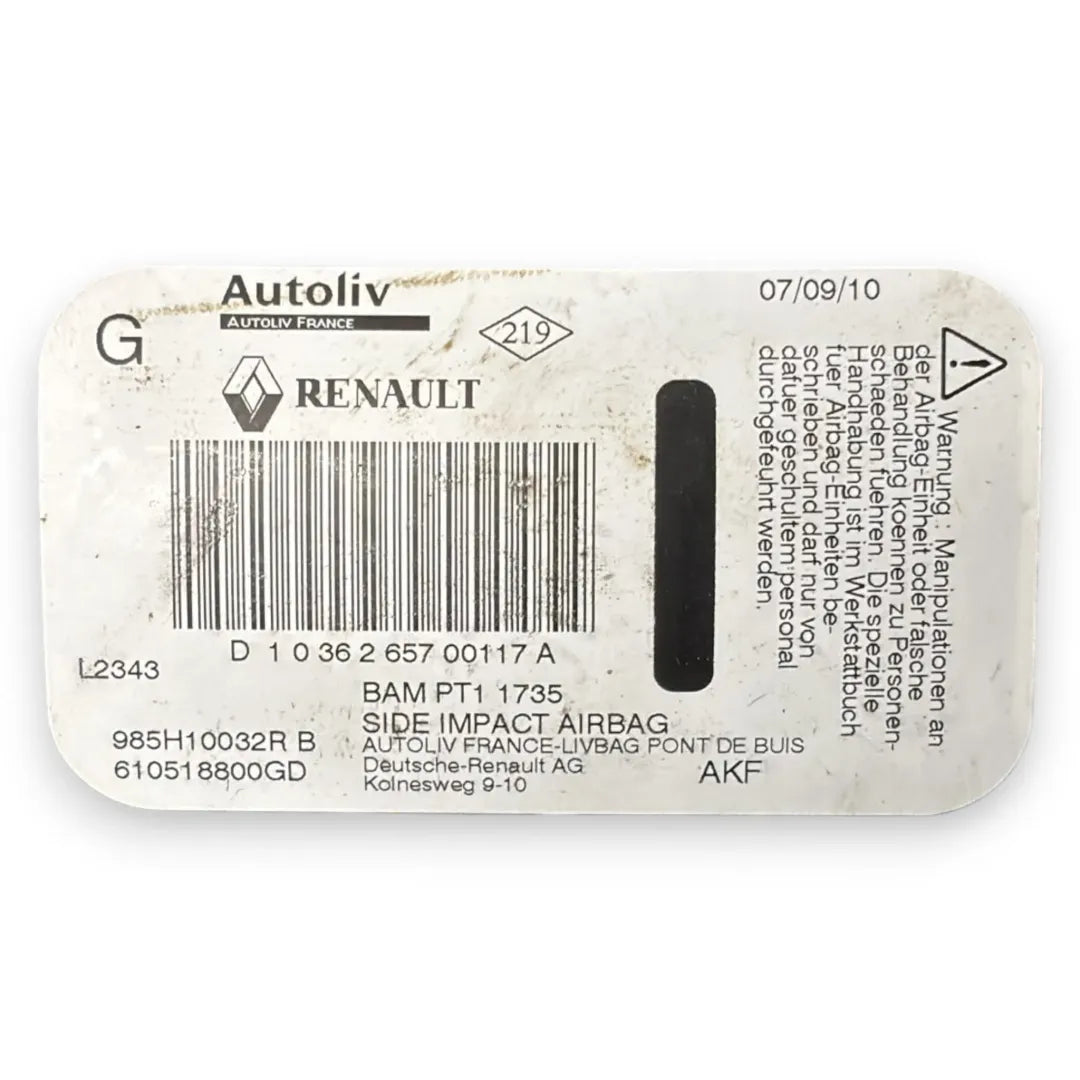 Dettaglio Airbag sedile sinistro Renault Megane 3ª Serie cod. 985H10032R - foto 3