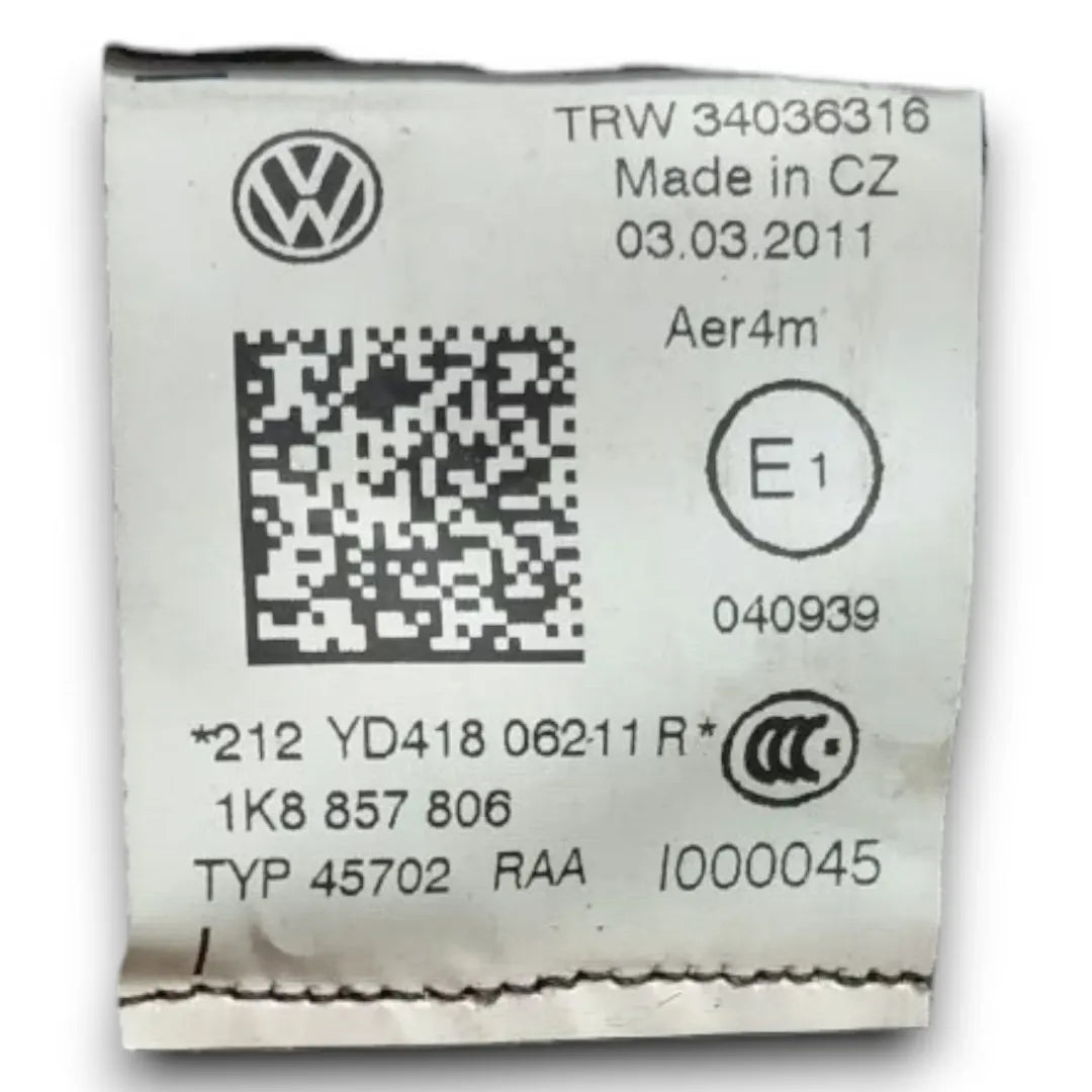 Dettaglio Cintura di sicurezza posteriore destra Volkswagen Scirocco dal 2008 OEM 1K8857806RAA - foto 3