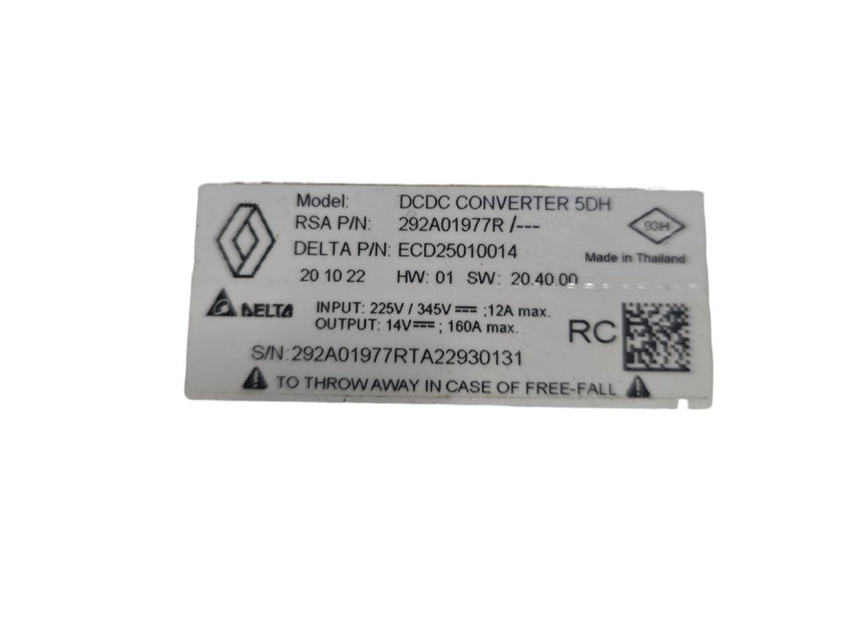 Inverter / Current Converter Renault Clio V (2019>) Code: 292A01977R 1.6 Petrol - Hybrid - F&P CRASH SRLS - Used Parts
