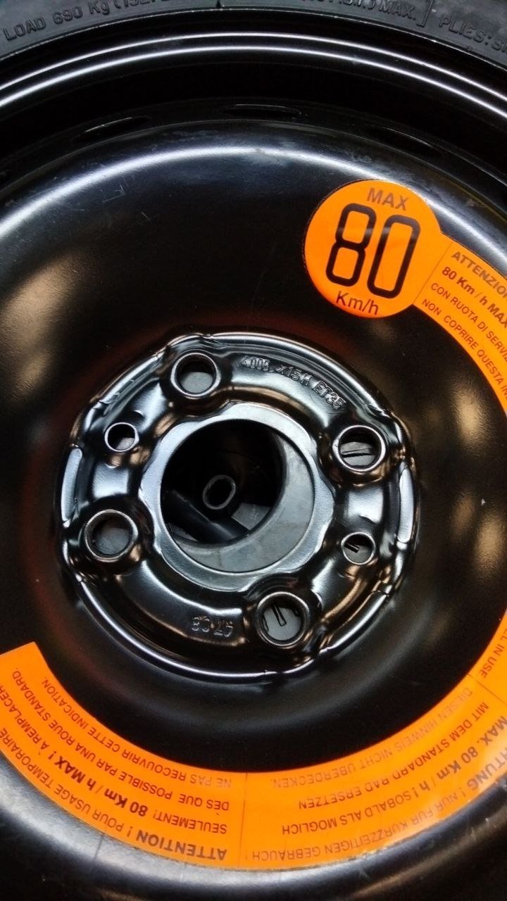 Kit riparazione+ruotino di scorta in ferro R15 nero Lancia musa(2003-2012)cod.46849214 - F&P CRASH SRLS - Ricambi Usati