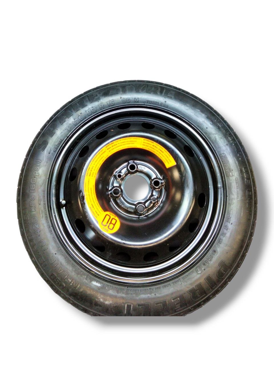 Kit riparazione+ruotino di scorta in ferro R15 nero Lancia musa(2003-2012)cod.46849214 - F&P CRASH SRLS - Ricambi Usati