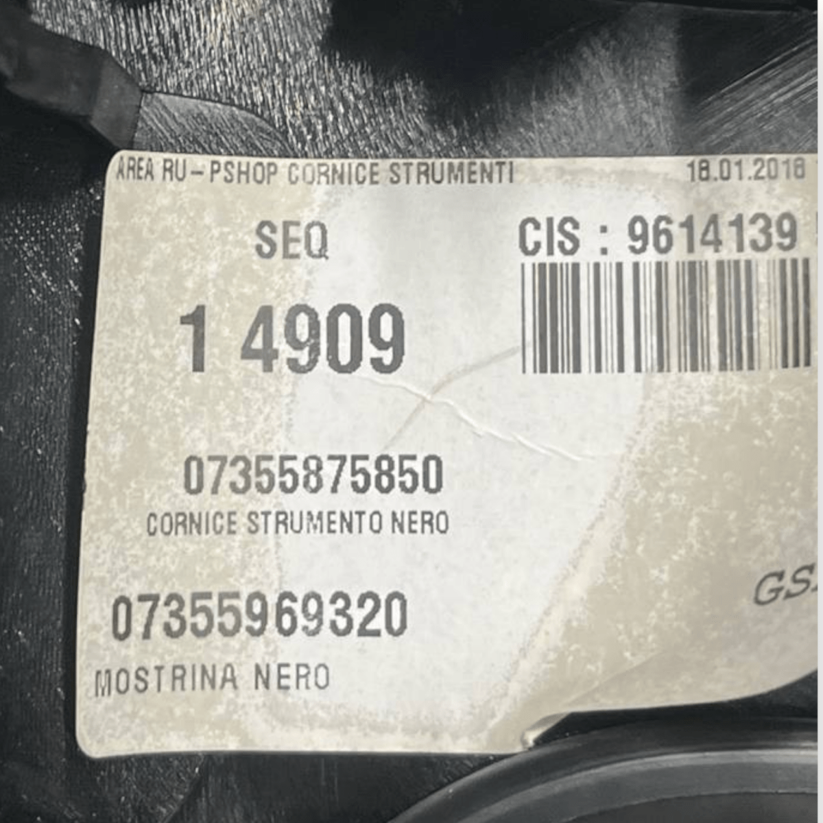 Mask / Cover for Fiat Panda 312 Speedometer (2012 - ) code: 07355875850 - F&P CRASH SRLS - Used Parts